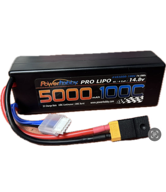 Powerhobby 4s 14.8V 800MAH 100C Lipo Battery w EC5 Plug Hard Case