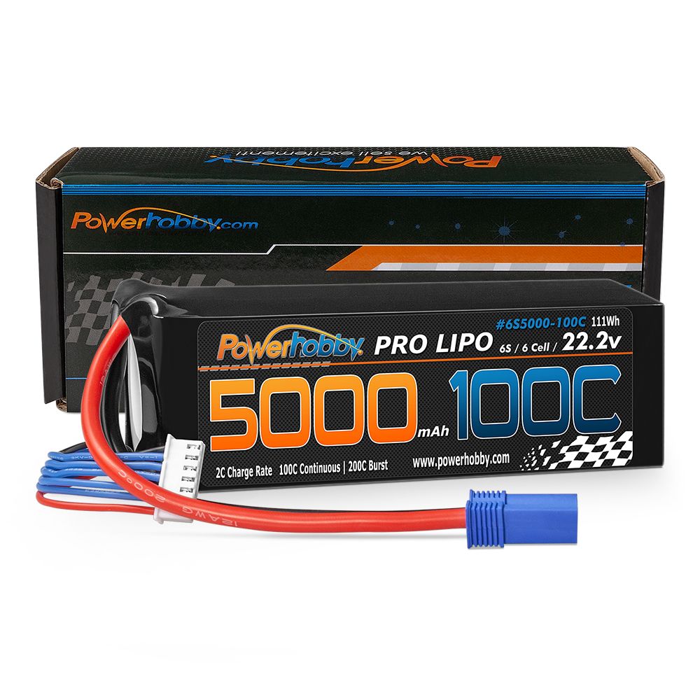 6s 22.2v 5000mah 100c Lipo Battery w EC5 Plug Soft Case 6-Cell