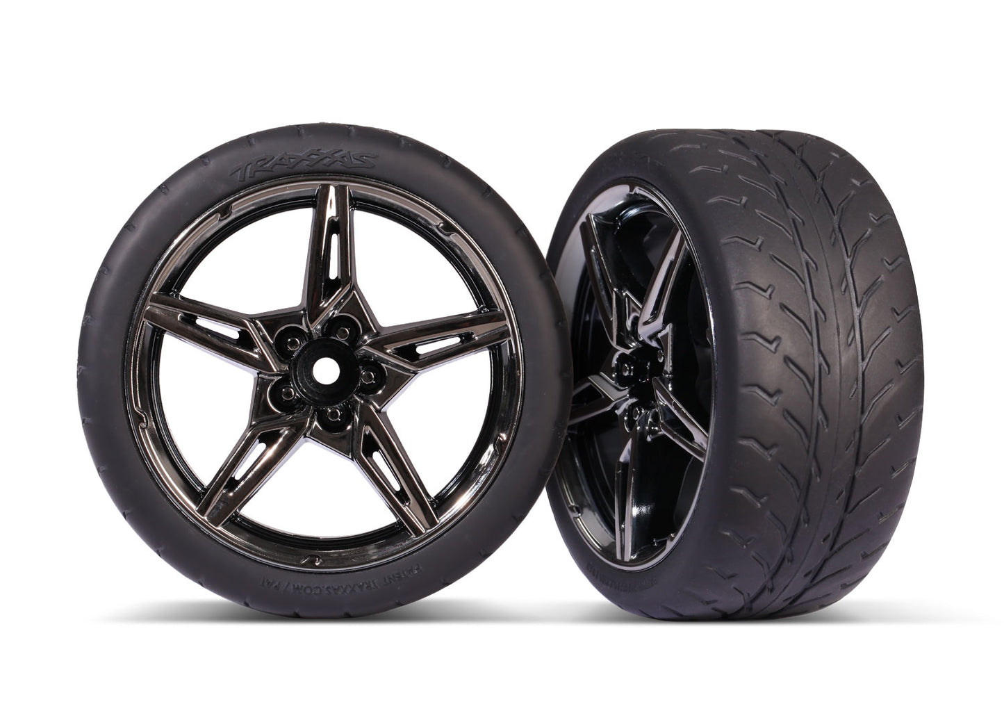 Tires & wheels, assembled, glued (split-spoke black chrome wheels, 2.1" Response tires) (extra wide, rear) (2)