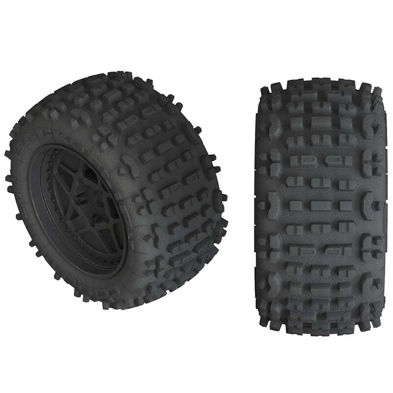 1/10 dBoots Backflip LP F/R 3.8 Pre-Mounted Tires, 17mm Hex, Black (2): 4S