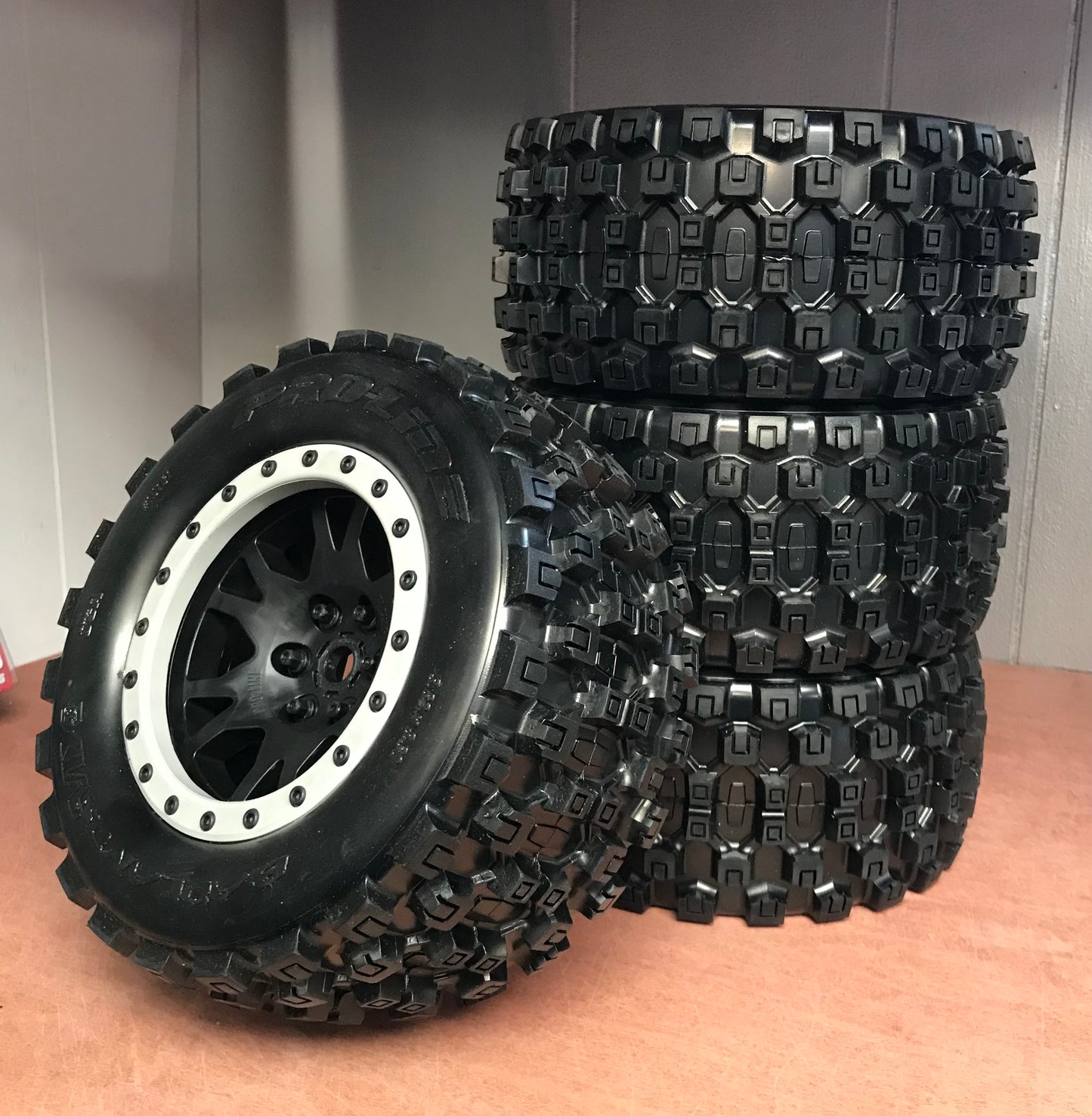 Pro-Line X-Maxx/XRT Badlands MX43 Pro-Loc Pre-Mounted All Terrian Tires (MX43) w/ Impulse Pro-Loc Wheels (Black) (4)