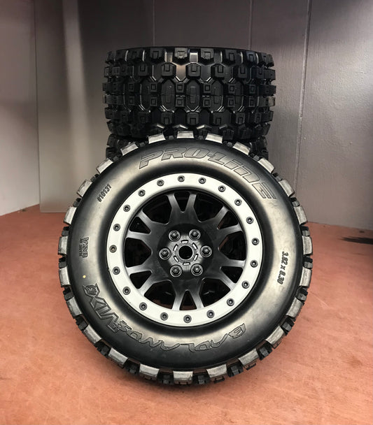 Pro-Line X-Maxx/XRT Badlands MX43 Pro-Loc Pre-Mounted All Terrian Tires (MX43) w/ Impulse Pro-Loc Wheels (Black) (4)