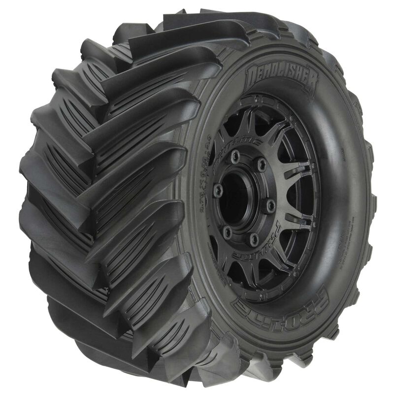 1/10 Demolisher Front/Rear 2.8" MT Tires Mounted 12mm Blk Raid (2)