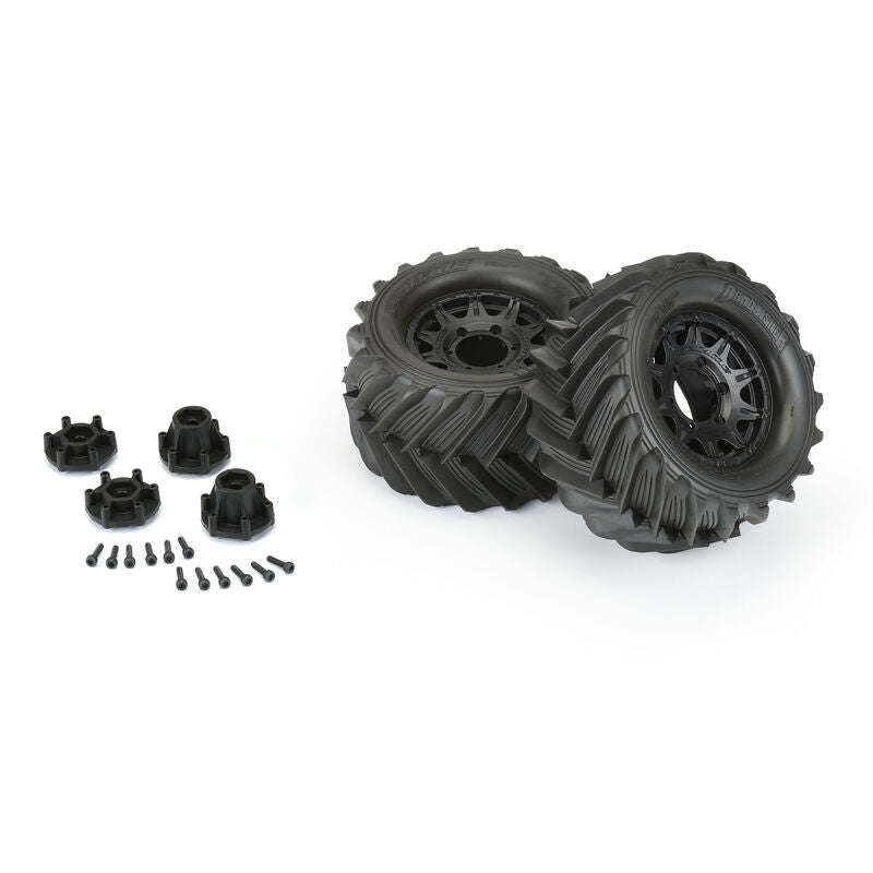 1/10 Demolisher Front/Rear 2.8" MT Tires Mounted 12mm Blk Raid (2)