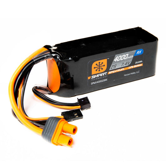 Spektrum SMART 7.4V 4000mAh 2S 15C Smart LiPo Receiver Battery: Universal Receiver, IC3