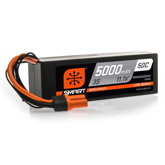Spektrum SMART 11.1V 5000mAh 3S 50C Smart Hardcase LiPo Battery: IC5