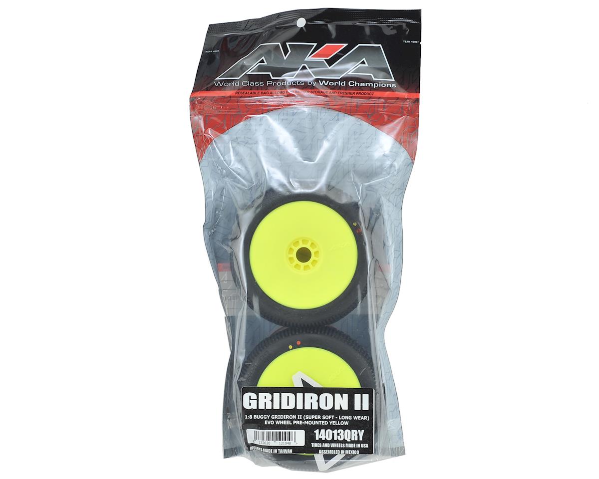 AKA 1/8 Gridiron II Super Soft Long Wear Pre-Mounted Tires, Yellow EVO Wheels (2): Buggy