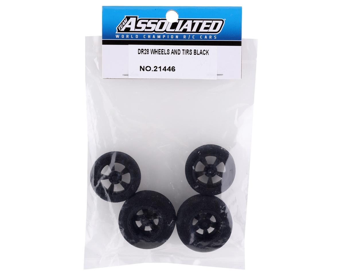 Team Associated DR28 Pre-Mounted 1/28 Drag Tires (Black) (4)