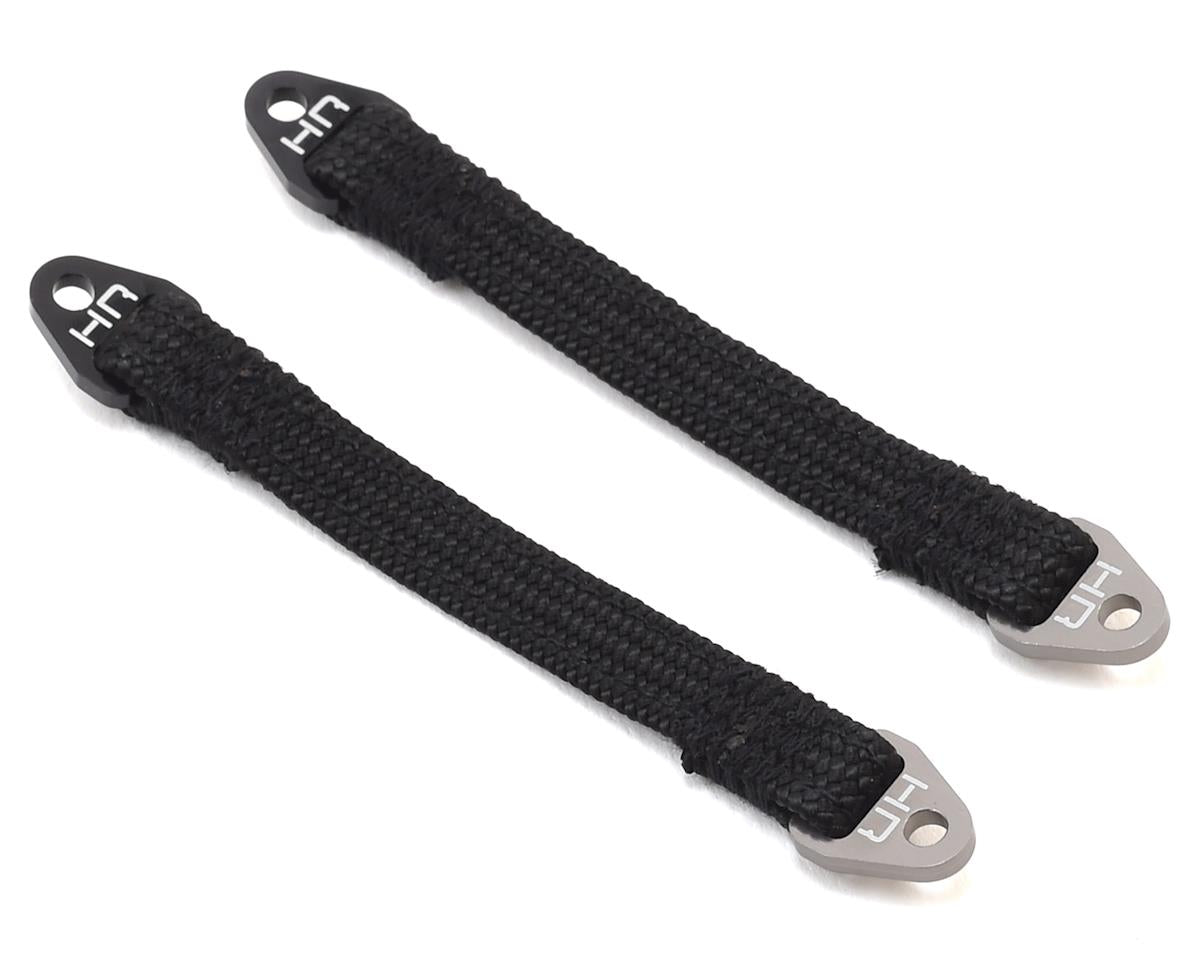 Hot Racing 85mm Suspension Travel Limit Straps (2) (Black/Silver)