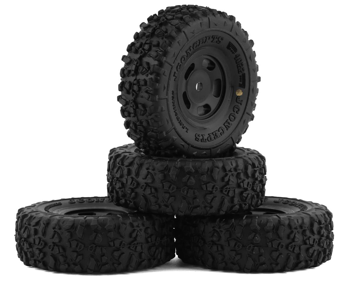 Landmines 1.0" Pre-Mounted Tires w/Glide 5 Wheels (Black) (4) (Gold) w/7mm Hex