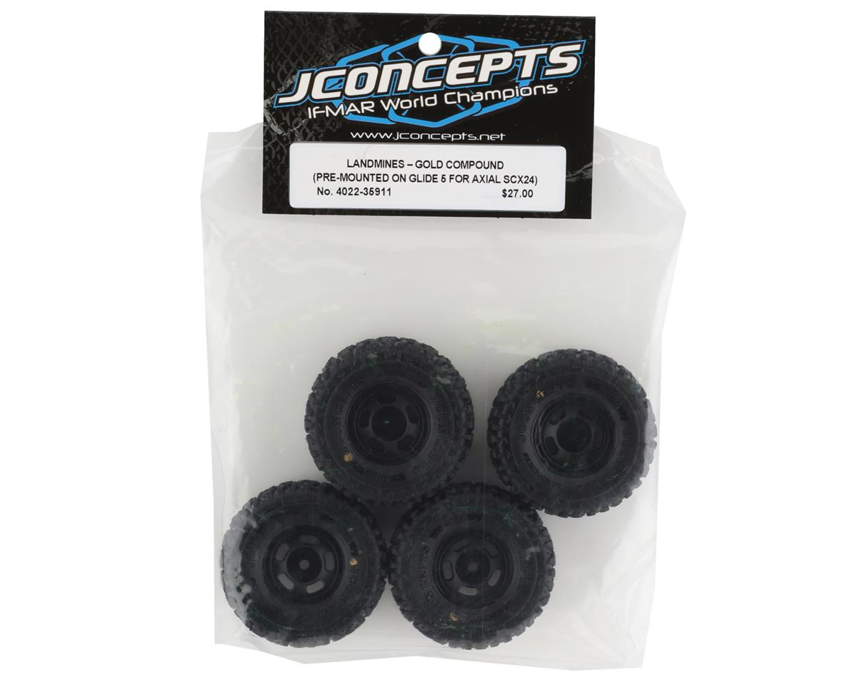 Landmines 1.0" Pre-Mounted Tires w/Glide 5 Wheels (Black) (4) (Gold) w/7mm Hex