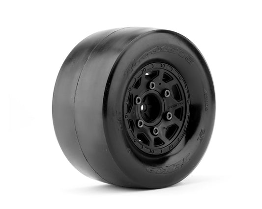 1/10 DR Booster RR Rear Tires, Ultra Soft, Belted, on Black Claw Rims, 14mm for Arrma Senton 3S