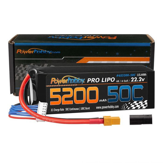 Powerhobby 6S 22.2V 5200mAh 50C Lipo Battery w xt60 Plug + Adapter