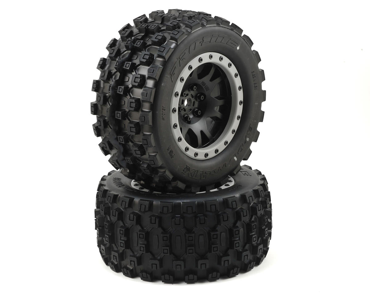 X-Maxx Badlands MX43 Pro-Loc Pre-Mounted All Terrain Tires (MX43) w/Impulse Pro-Loc Wheels (Black) (2)