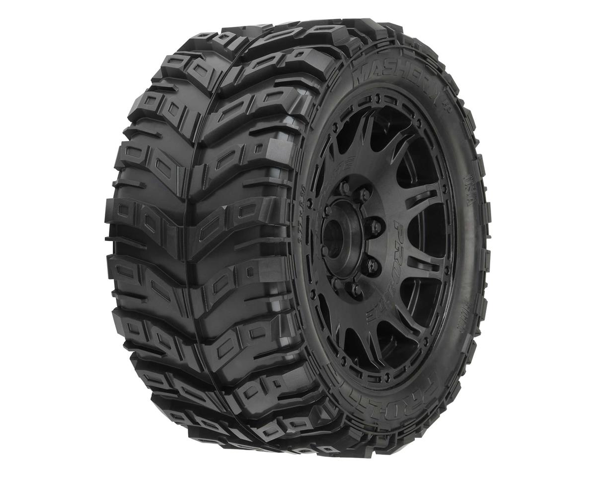 1/6 Masher X HP Belted Pre-Mounted Monster Truck Tires (Black) (2) w/24mm Hex