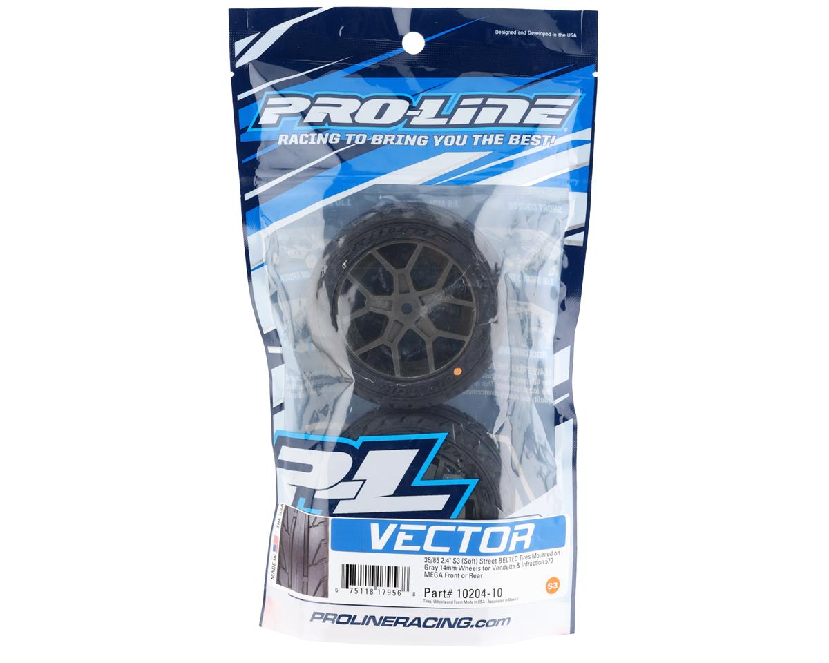 Vector 35/85 2.4" Belted Pre-Mounted On-Road Tires (Grey) (2) (S3) w/14mm Hex