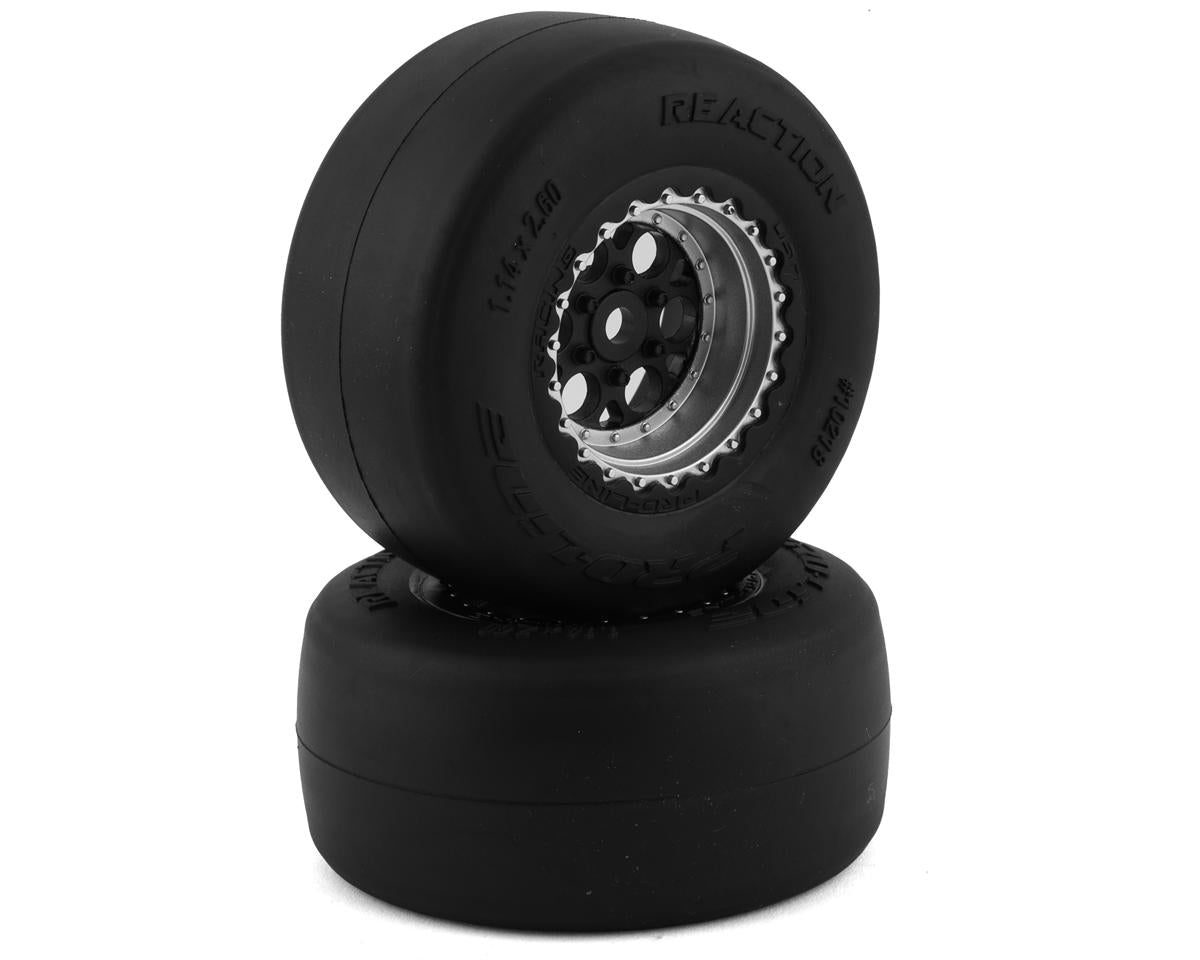 Losi 1/16 Mini Drag Reaction Rear Pre-Mounted MTD Tires (8mm) (2) (Soft) w/Showtime+ Wheels