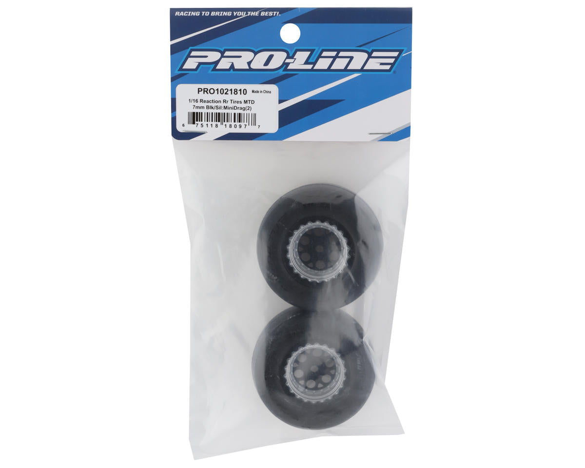 Losi 1/16 Mini Drag Reaction Rear Pre-Mounted MTD Tires (8mm) (2) (Soft) w/Showtime+ Wheels