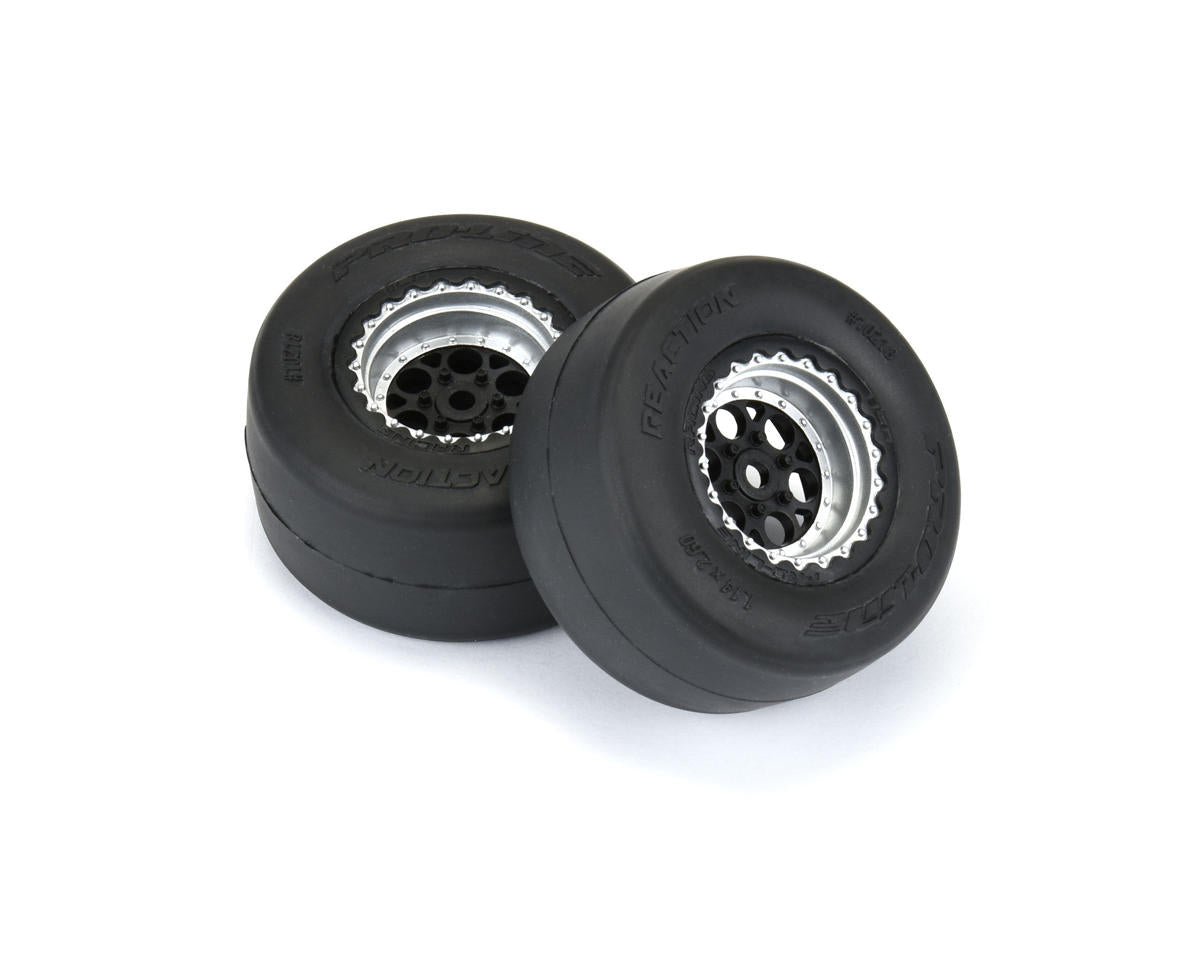 Losi 1/16 Mini Drag Reaction Rear Pre-Mounted MTD Tires (8mm) (2) (Soft) w/Showtime+ Wheels