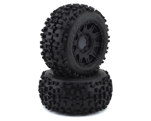 Badlands 3.8" Pre-Mounted Truck Tires (2) (Black) w/Raid Wheels (M2)