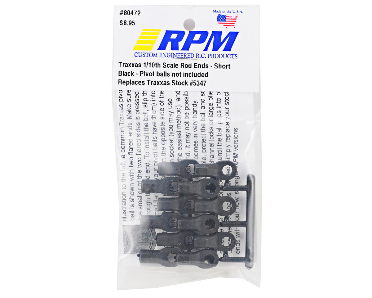 RPM Short Traxxas Turnbuckle Rod End Set (Black) (12)