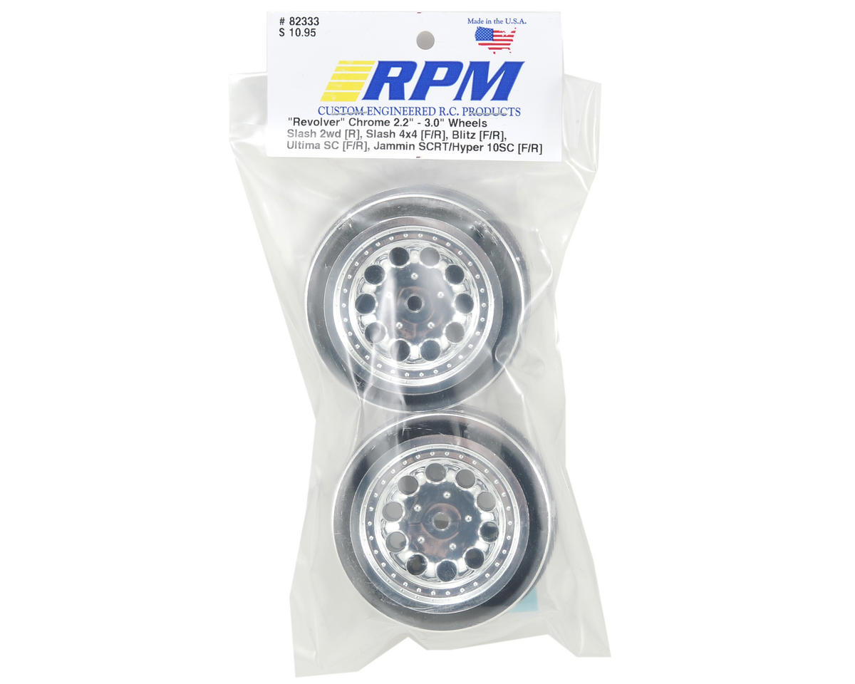 RPM 12mm Spline Drive "Revolver" Short Course Wheels (Chrome) (2) (Slash Rear)