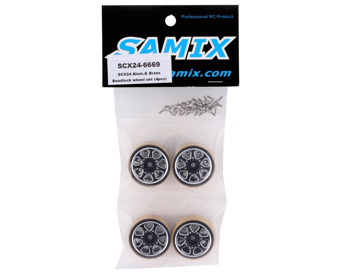 Samix SCX24 Aluminum & Brass 1.0" Beadlock Wheel Set (Black) (4) (20g)