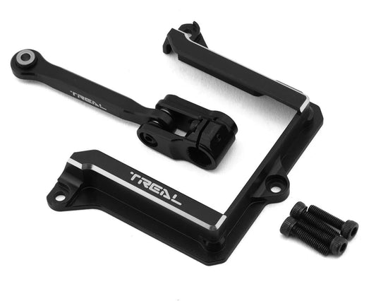 Treal Hobby 7075 Aluminum Steering Servo Horn Tie Rod Link & Mount Set for Traxxas® Maxx® & Maxx Slash® (Black) (25T)