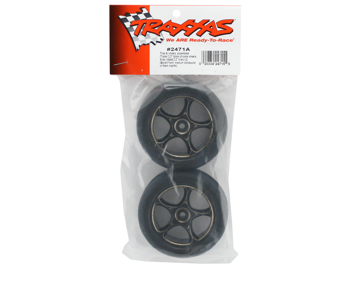 Traxxas Alias 2.2" Front Pre-Mounted Tires (2) (Black Chrome) (Standard) (Bandit)