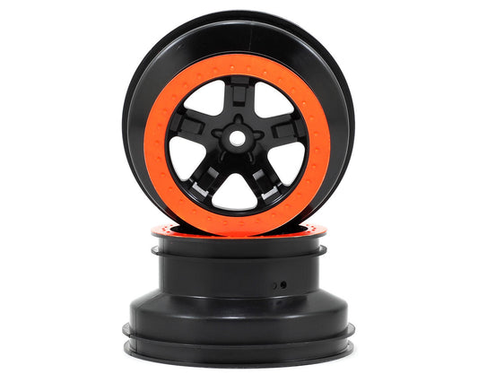 Dual Profile Short Course Wheels (Black/Orange) (2) (Slash Rear) 12mm Hex