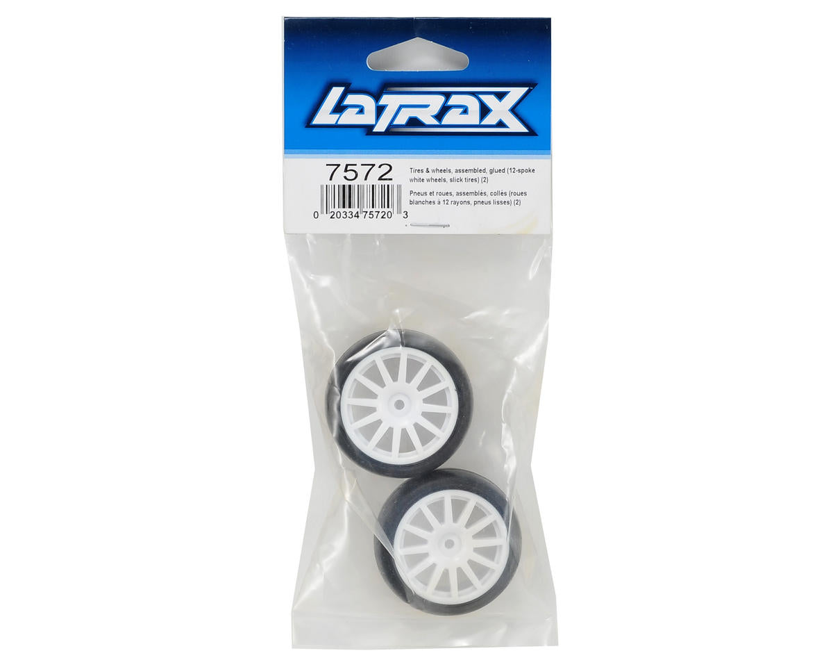 Traxxas LaTrax Pre-Mounted Slick Tires & 12-Spoke Wheels (2) (White)