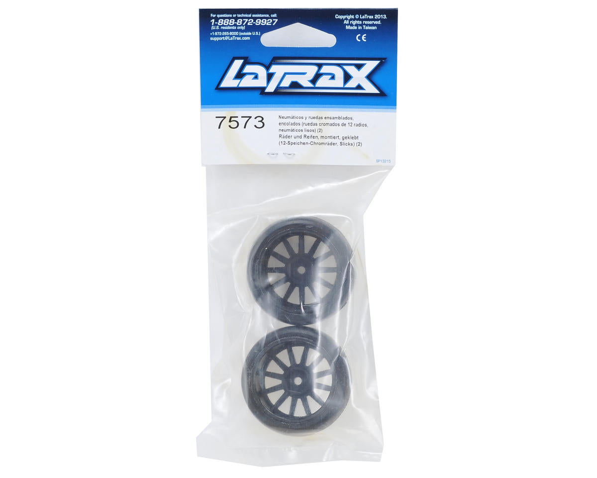 LaTrax Pre-Mounted Slick Tires & 12-Spoke Wheels (Chrome) (2)