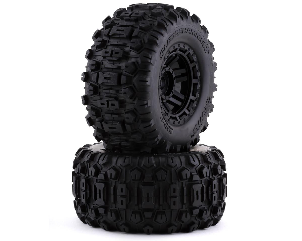 Maxx Pre-Mounted Sledgehammer Tires w/2.8" Wheels (Black) (2) (17mm Hex)