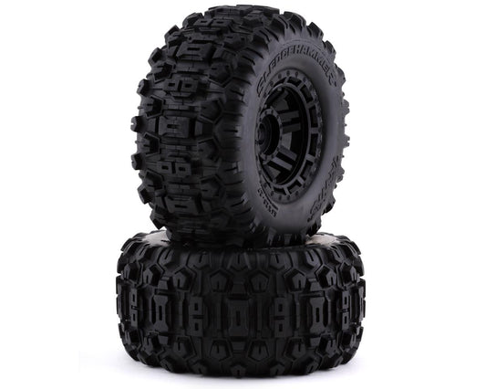 Maxx Pre-Mounted Sledgehammer Tires w/2.8" Wheels (Black) (2) (17mm Hex)